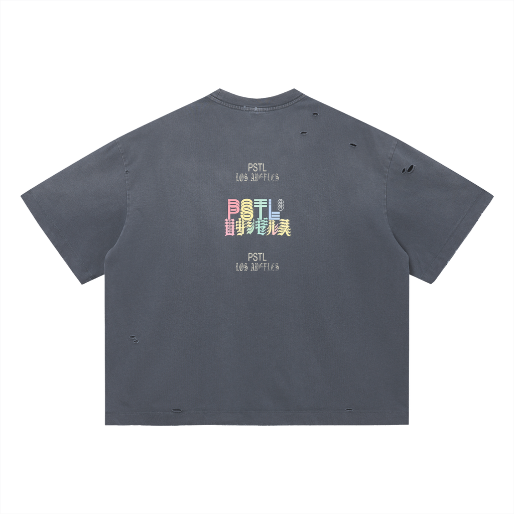 Vintage Washed Distressed Oversized Band tee Japanese text